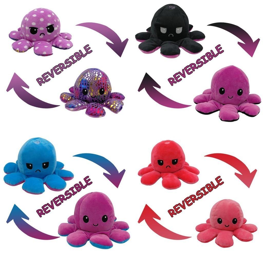 Soft And Adorable Double-sided Flip Reversible Octopus Plush Toy For Kids