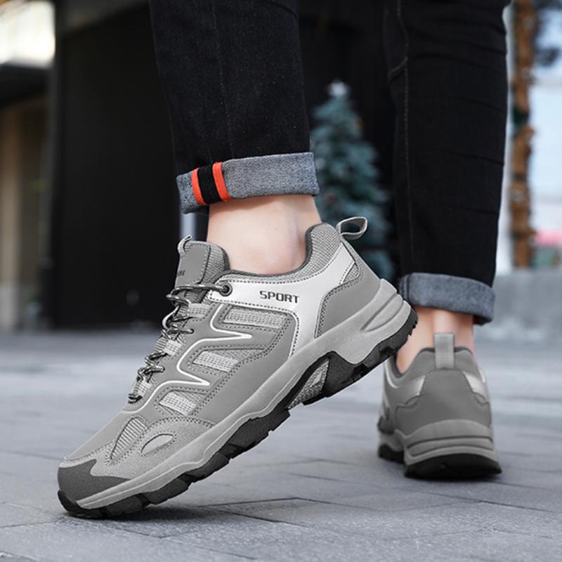 Men's Lace Up Platform Hiking Sneakers, Wear-resistant Non-Slip Outdoor Shoes For Climbing Hunting Trekking