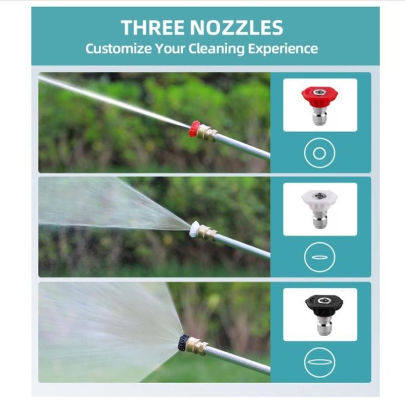 Metal Sprays Nozzle Kit Featuring High Pressure Output Ergonomic Grip and Three Interchangeable tip for Versatiles Cleaning
