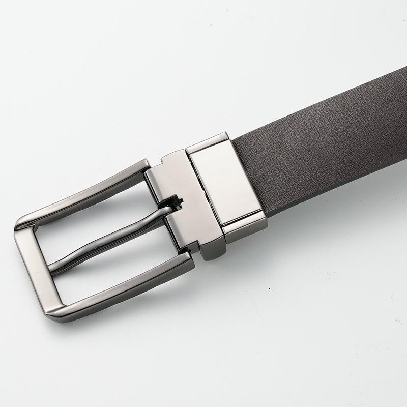 Pin Buckle Belt Rotatable At The Tail Two-sided Trousers Belt Two-layer Cowhide Genuine Leather Youth