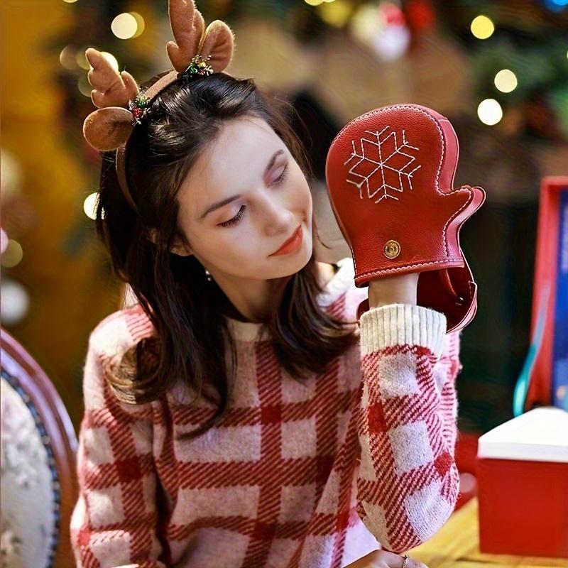 WTEMPO Christmas Handmade Diy Material Bag Hand-stitched Red Woven Glove Shaped Bag Creative Christmas Gift