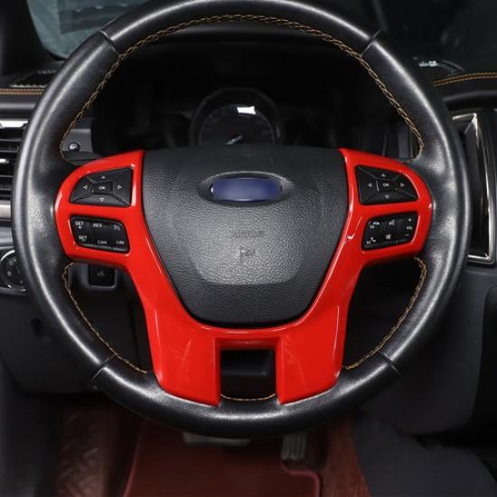For Ford Ranger 2015-21 ABS Red Steering Wheel Frame Trim Car Accessories Cover