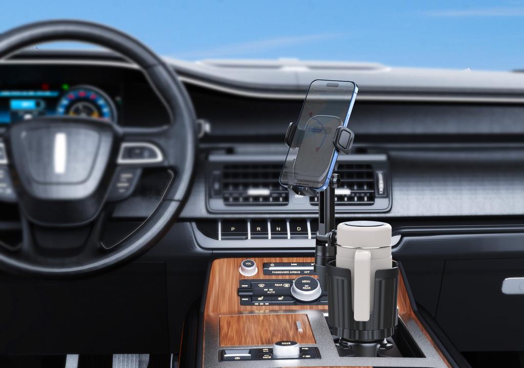 Hiyori Auto Getränkebecherhalter Smartphone-kompatibel mit großen Durchmessern Stabil Teleskopisch Universell Passend für Mehrere Fahrzeuge Halter, 2-in-1 & Halter,