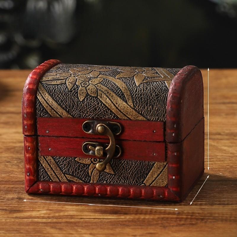 Antique Wooden Jewelry Boxes With Lid For Bedroom And Desk Decorations Gifts