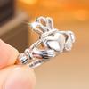 CAOSHI Hand in Hand Liebe Krone Design Freundschaftsringe für Mädchen Gravierte Buchstaben "Liebe Treue Freundschaft" Damenschmuck Ausgefallenes Geschenk
