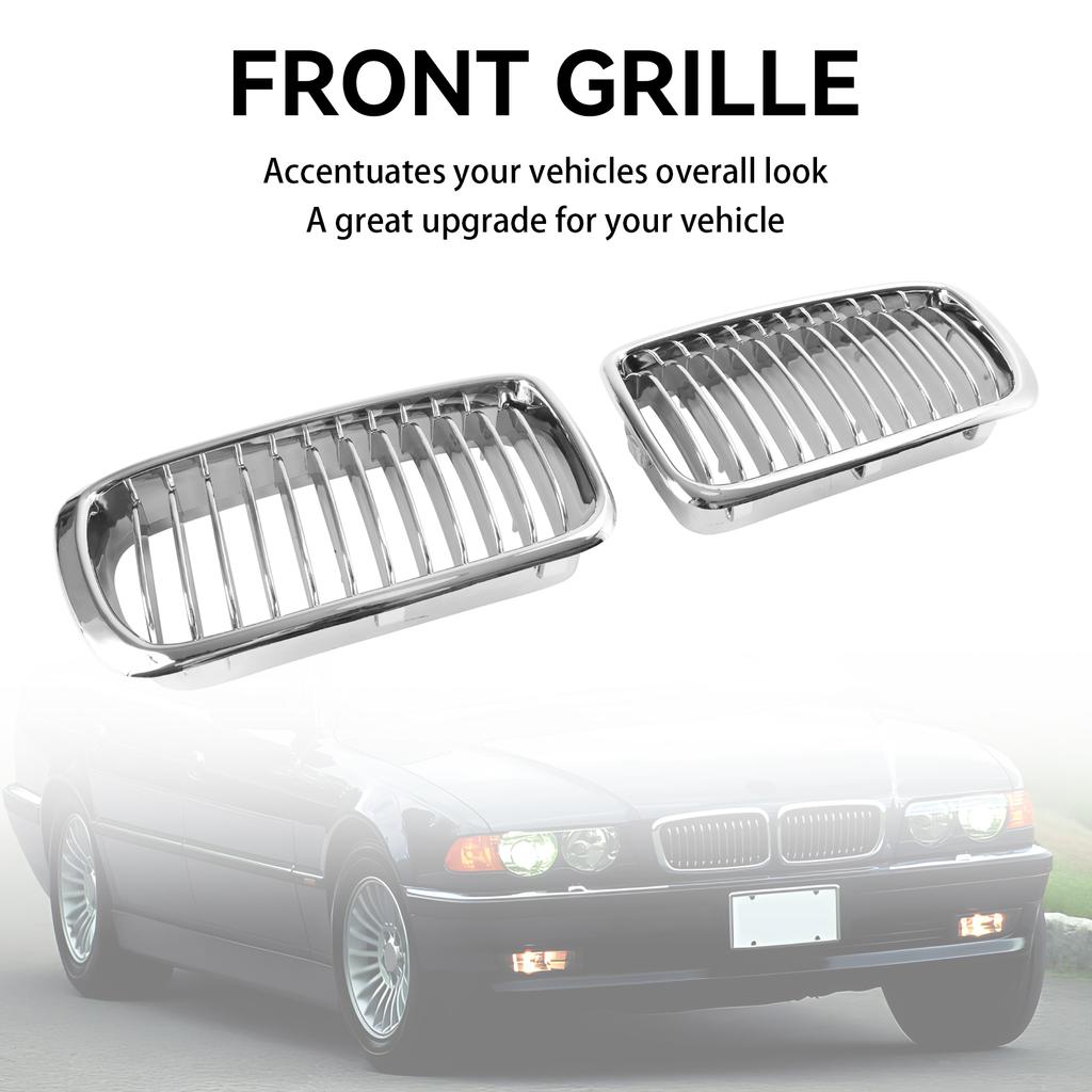 2 STÜCKE Chrom Front Nieren Grill Gitter Passend für BMW 7er E38 1994-2001