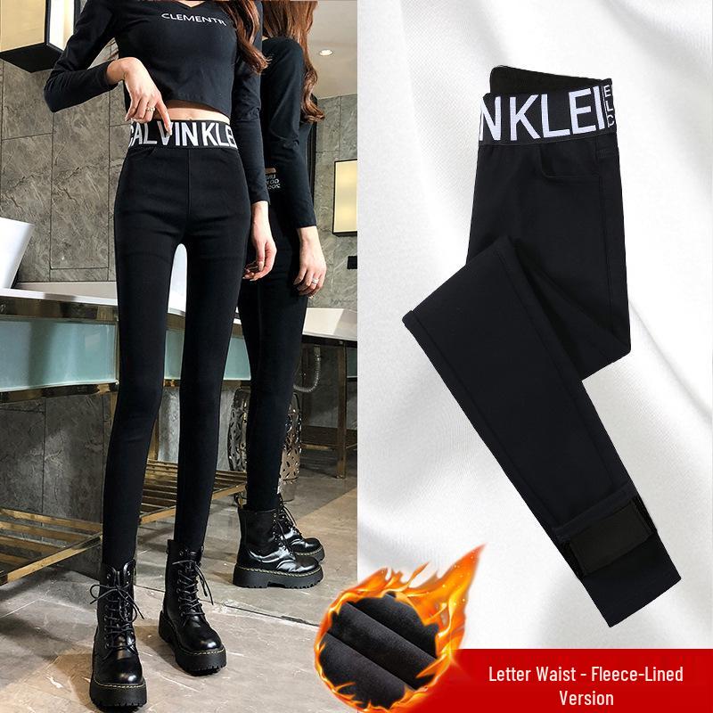 Damen Schwarz Plus Samt Lammwolle Baumwolle Leggings - Dicke, Warme Hose für Herbst/Winter 2025