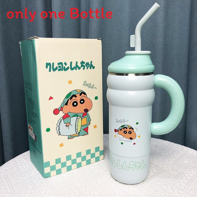 Crayon Shinchan Kids Travel Insulated Water Bottle With Straw Handle For Outdoor Activities