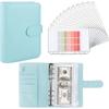 A5 A6 Red Budget Binder Planner With 12 Pieces Cash Envelopes, Colorful PU Leather Notebook Binder With 12 PCS A6 Binder Pockets