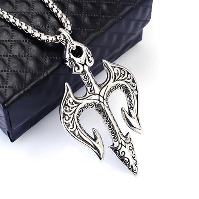 Colar Tridente de Poseidon Moda Masculina Pingente Material
