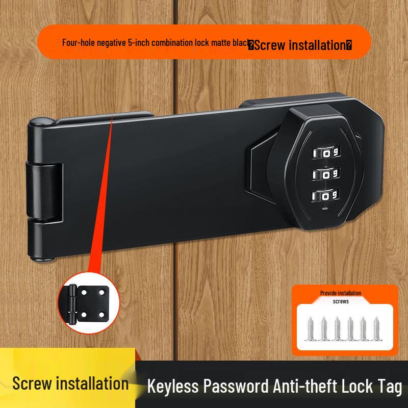 No-Drill Combination Lock for Cabinets, Drawers, and Refrigerators - Anti-Theft Double Door File Latch