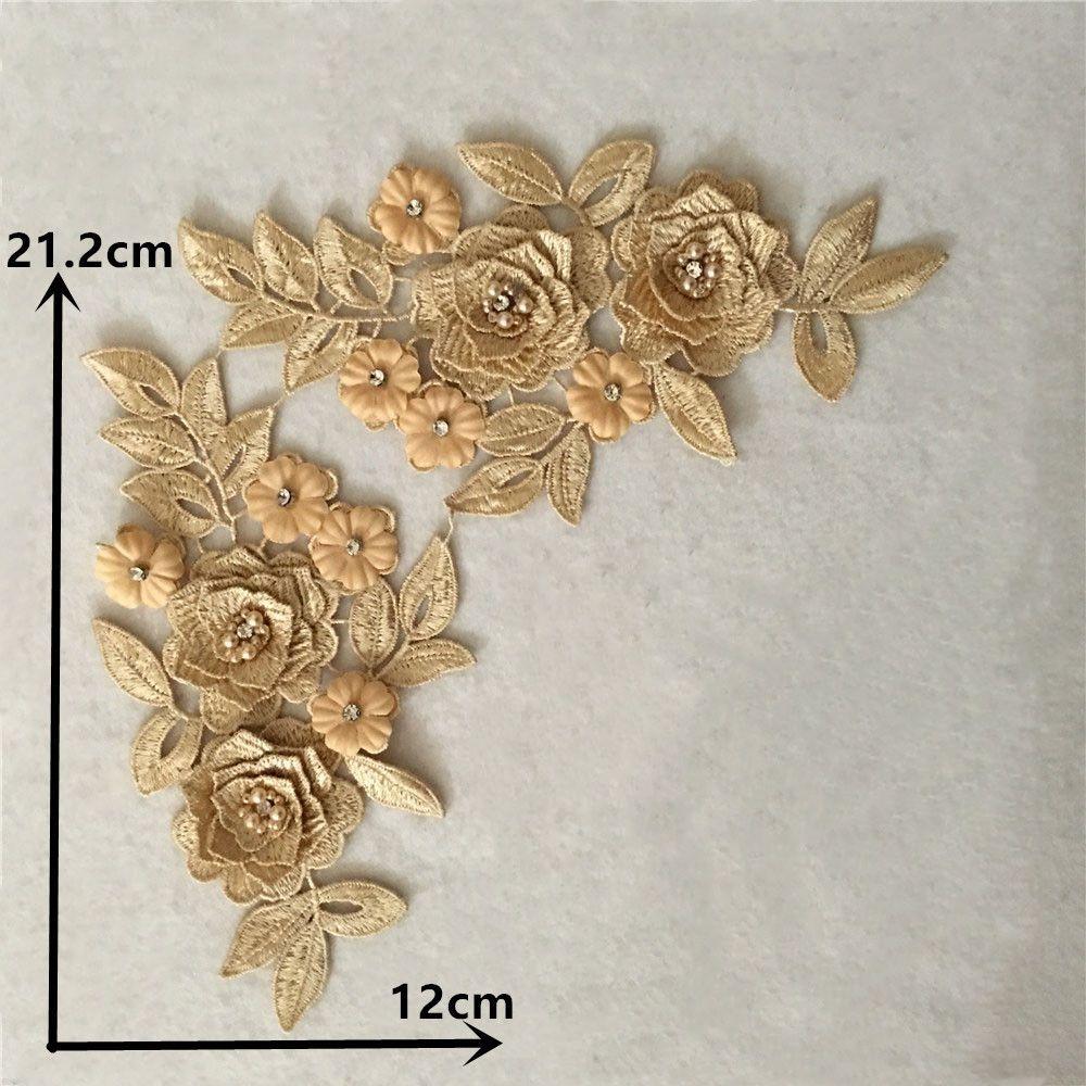 Yellow I Three-Dimensional Bead Drill Diy Embroidery Hollow Pair Of Flowers Sewing Decoration Matching Clothing Lace Accessories