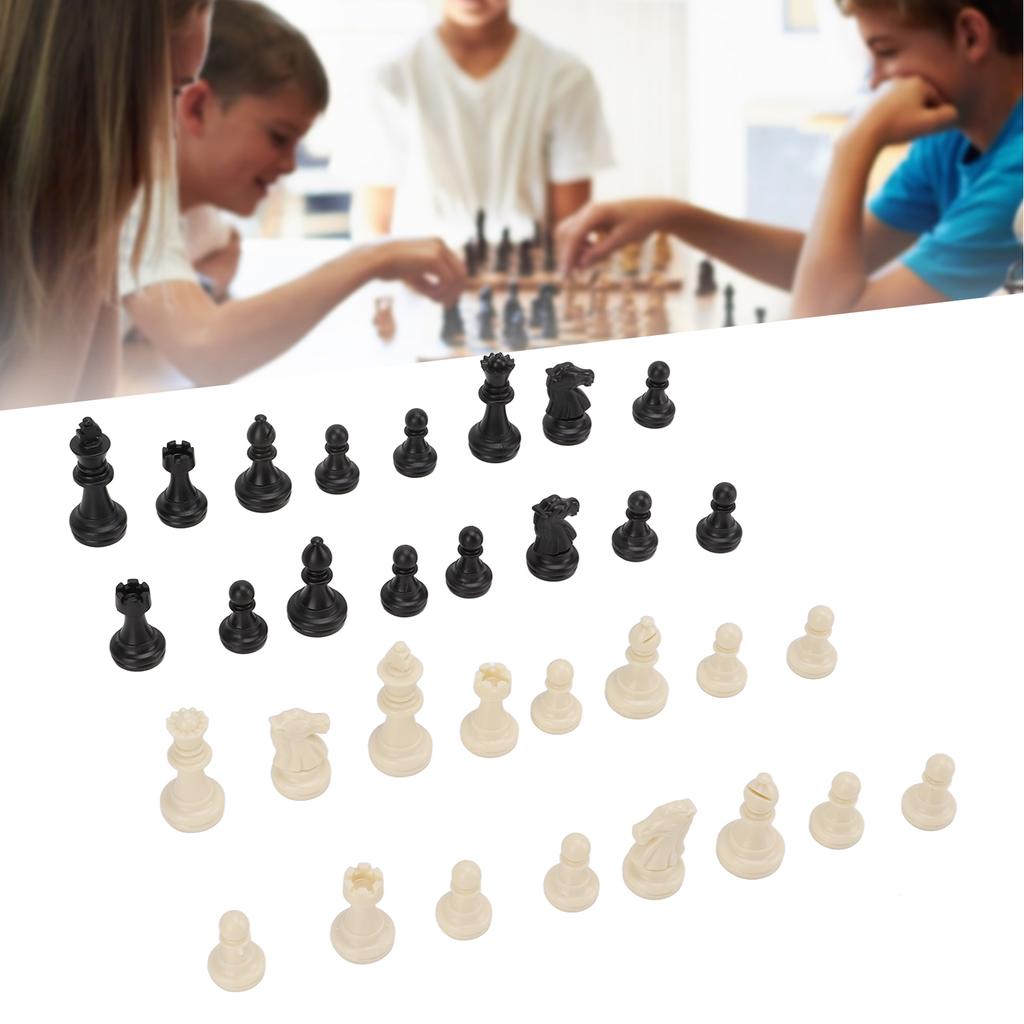 Chess Pieces Only PS Plastic Replacement Chessmen Figurine Pieces 49mm Height King for Party Relaxing(Black White )