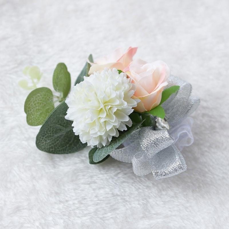 2Pieces Elegant Wrist Flowers for Bridesmaid and Party Decorations Wedding Decoration Gifts