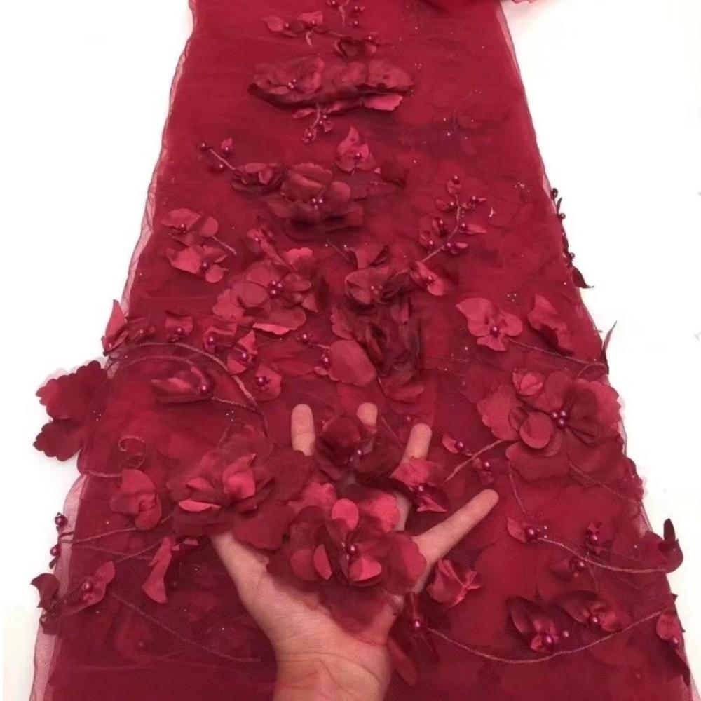 With Beads Embroidery Lace Fabric 140cm*1 Yard Clothing Sewing Fabric  Wedding Dress Applique