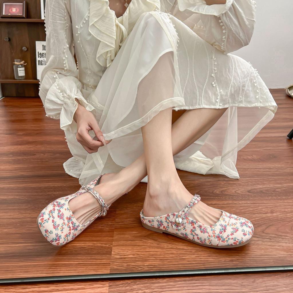 2025 fashion bag head single shoes women's back empty temperament one pedal Mueller shoes women's half drag thick sole height increase women's shoes v