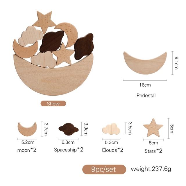 Baby Wooden Montessori Puzzle Stars And Moons Shapes Toys BPA Free Teether Intelligence Developing Games Safety Toddler Gifts