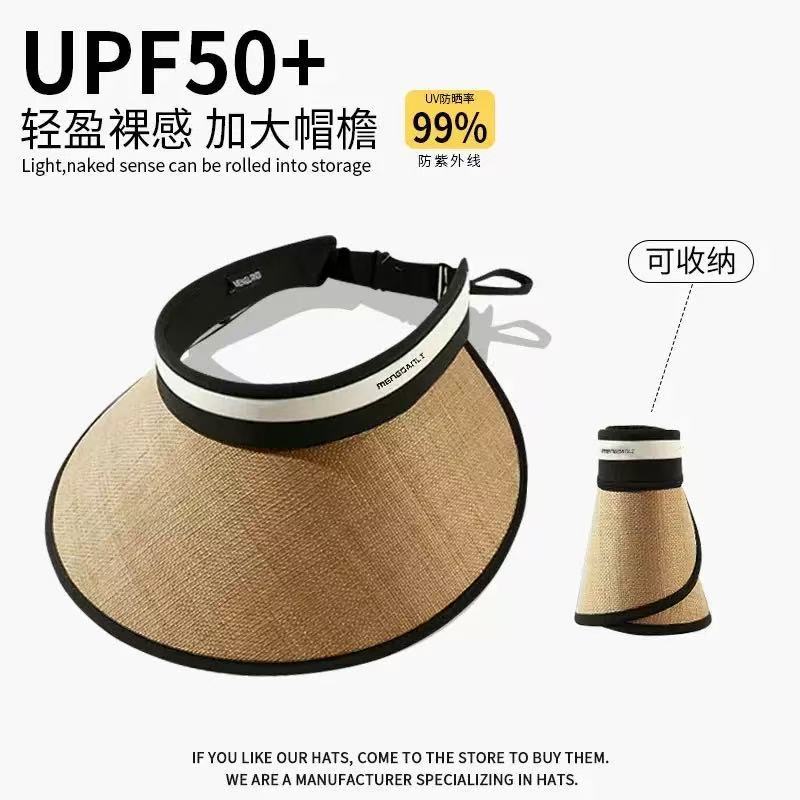 Empty Top Hat Sunscreen Hat Women'S Spring Summer Travel Simple Sun Hat Big Brim Full Face Visor Cycling Hat