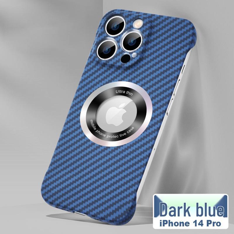"Carbon Fiber Magnetic Suction Case for iPhone 16 Pro Without Frame, Fits iPhone 12/13"