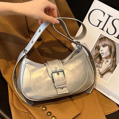 Women PU Leather Shoulder Bag Chic Underarm Bag Spicy Girls Bag Punk Style Simple Female Crossbody Bag