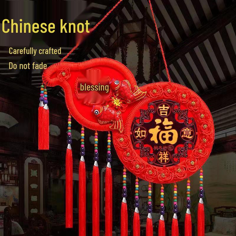 Junshi Peach Wood Fu Chinese Knot Ornament