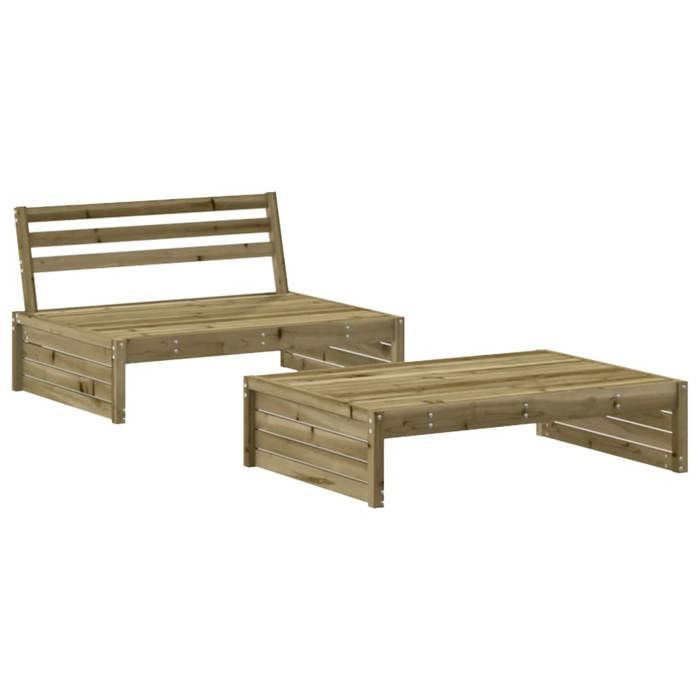 VidaXL Garden Lounge Set with 2 Pcs Cushions, Sofa with Backrest, Furniture Set with Coffee Table Patio Terrace, 3186136