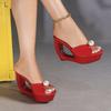11CM Pearl Transparent Open Toe Platform Thin Heels Wedding Bridal Sandals LFD-1107WG-Q3-1