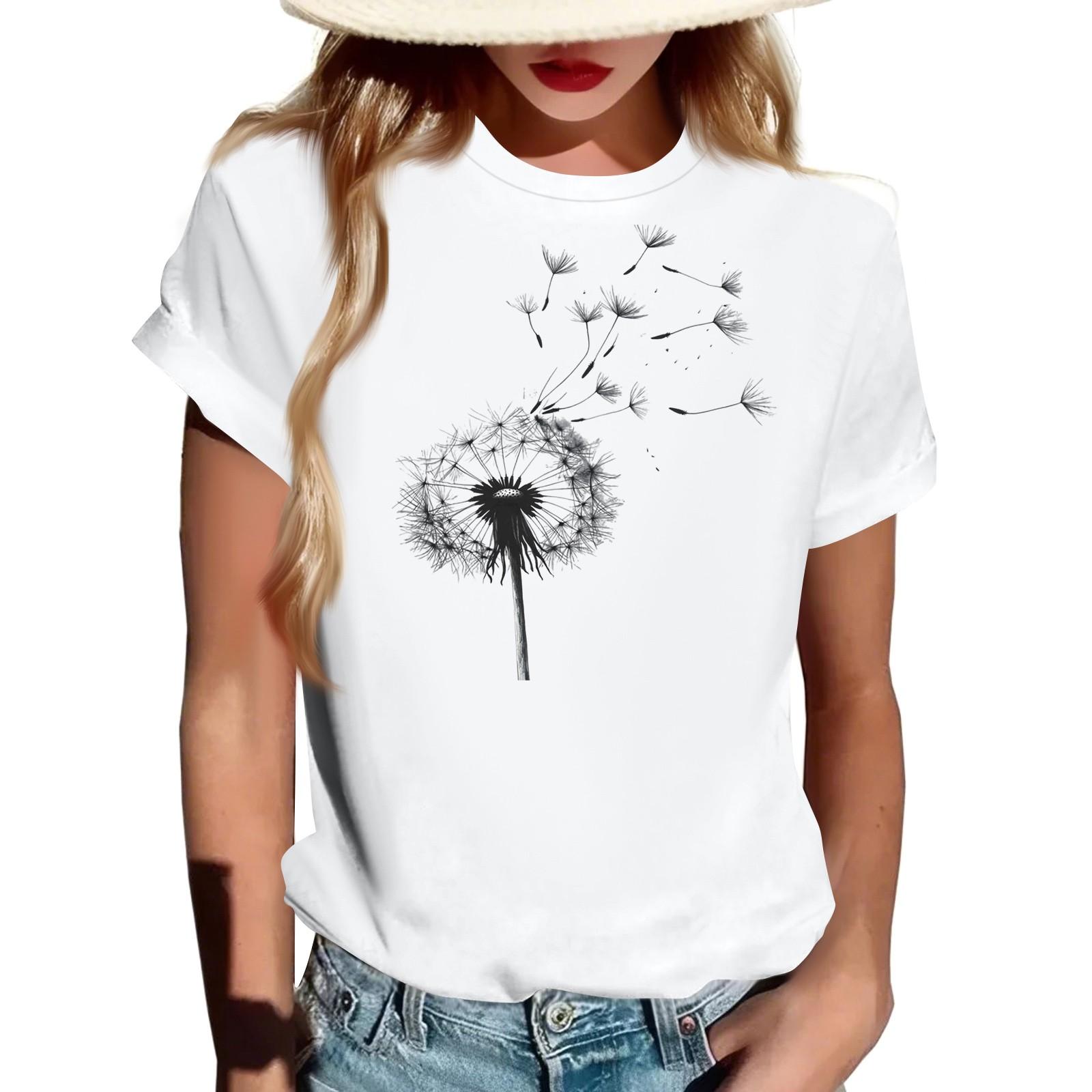 

Женская модная футболка с круглым вырезом, повседневная, с ретро-принтом, с короткими рукавами XL белый