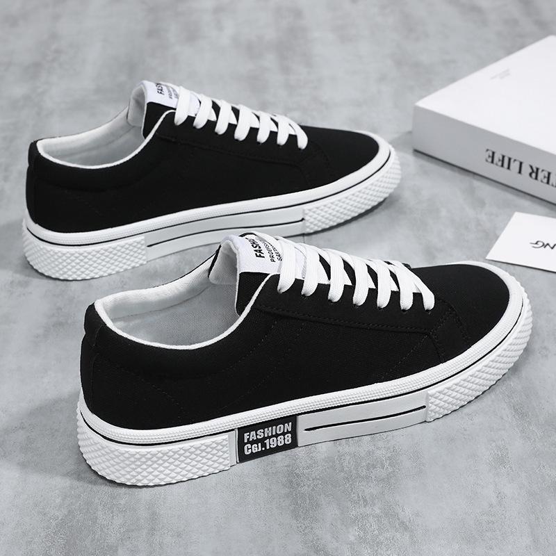 Gran oferta de zapatos de lona rojos de moda para hombre, zapatillas clásicas de lona de caña baja para hombre, zapatos de skate Harajuku Hip Hop, zapatillas informales para hombre