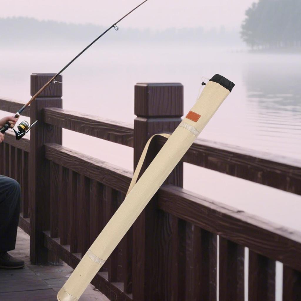 Fishing Pole Storage Bag Pocket with Drawstring Shoulder Strap Gear Organizer Travel