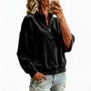 Damen Casual Samt Stehkragen Sweatshirt Langarm Farbe Pullover