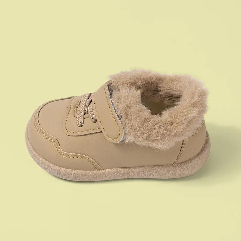 

Детские кроссовки Новые зимние ботинки с плюшем Ботинки для девочек Повседневная мягкая подошва Детская обувь Комфортная хлопковая обувь Универсальная детская обувь для мальчиков 14insole13cm хаки