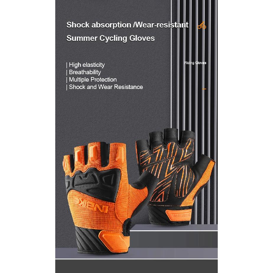 INBIKE Summer MTB Cycling Gloves Gel Padded Half Finger Bicycle Gloves for Men Breathable Outdoor Sport Bike Gloves Accessories