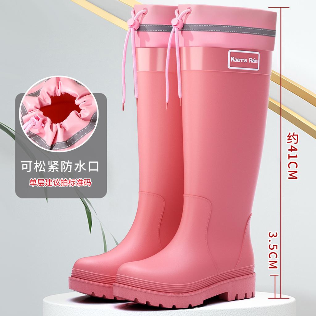 Quality bundle rain shoes women's adult fashion outer wear velvet high rain boots non-slip and anti-skid shoes