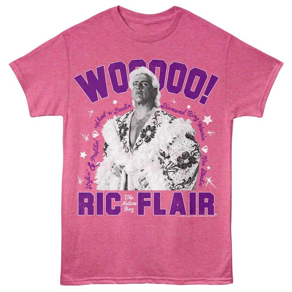Nature Boy T-Shirt RIC FLAIR WOOOOO STYLE  100% Licensed Retro Pink Heather Unisex T-Shirt L