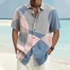 Bunte Patchwork-Muster Hawaiian-Hemd für Herren Geometrisch 3D-Druck Kurzarm Sommer Revers Aloha-Hemden Übergroße Blusen