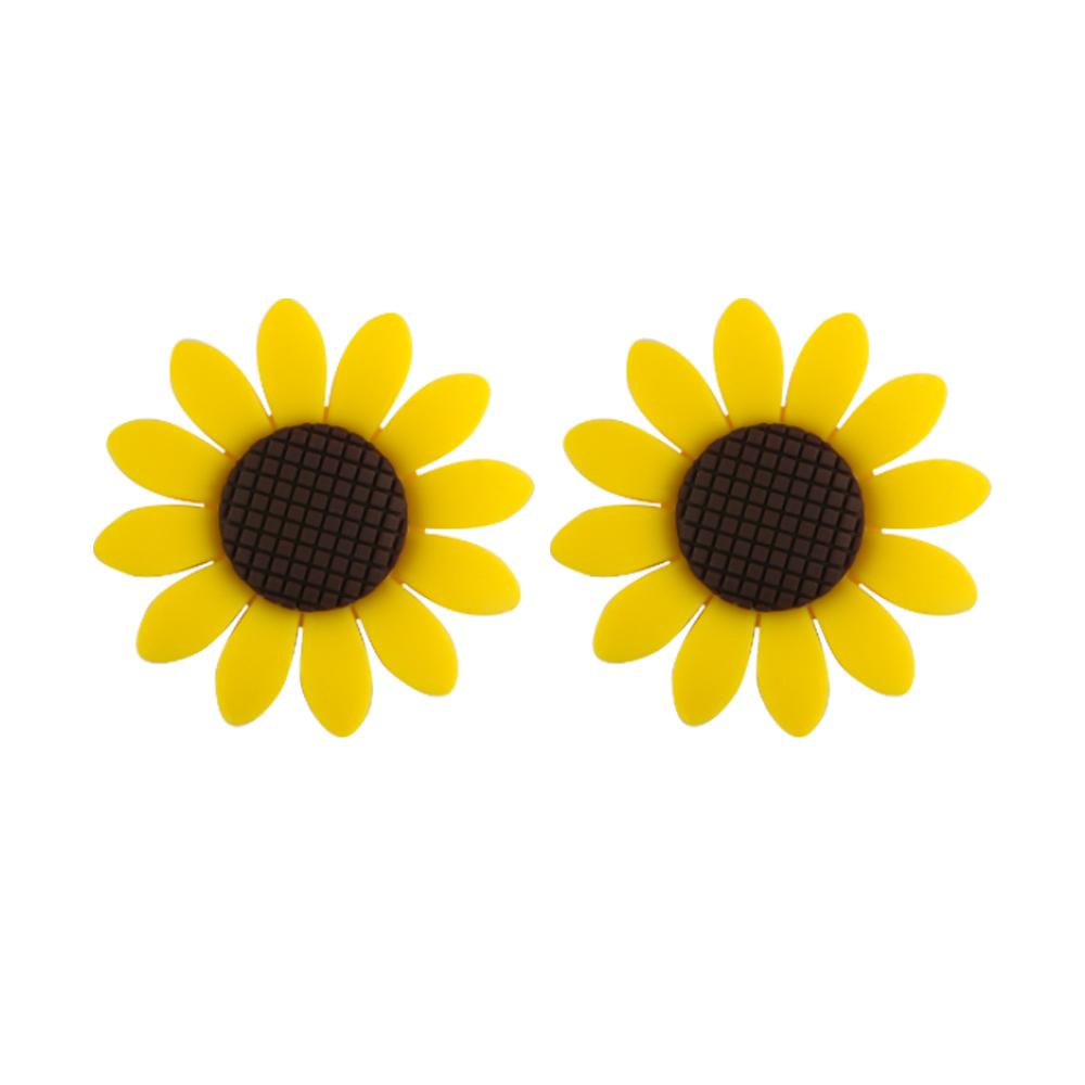 Kovict 10Pcs Silicone Focus Beads Sunflower Flower Bead For Jewelry Making DIY Keychains Necklace Bracelet Accessories