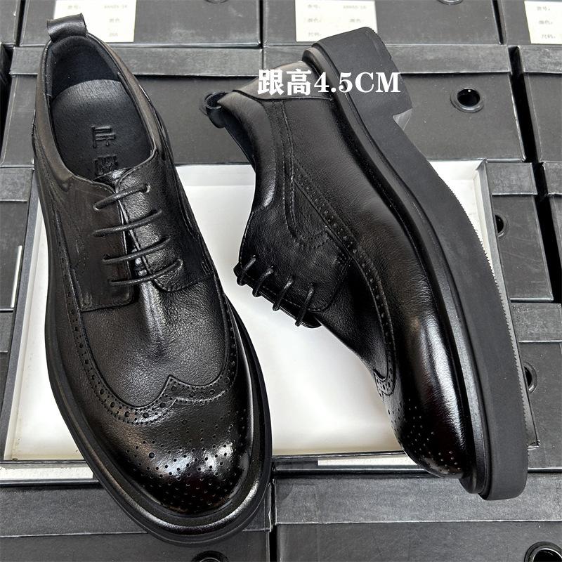Brock Kožené Pánské Společenské Obchodní Kožené Prodyšné Ženich Svatba Boty Britský Styl Pánské Kožené Boty Zvýšená Platforma