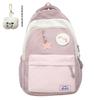 Blocked Cute Color Star Collage Student Backpack And Shoulder Bag With Pendant