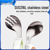 Infant Training Silicone Spoon & Fork Set - Stainless Steel, Short Handle, Bent Head for Learning To Eat
