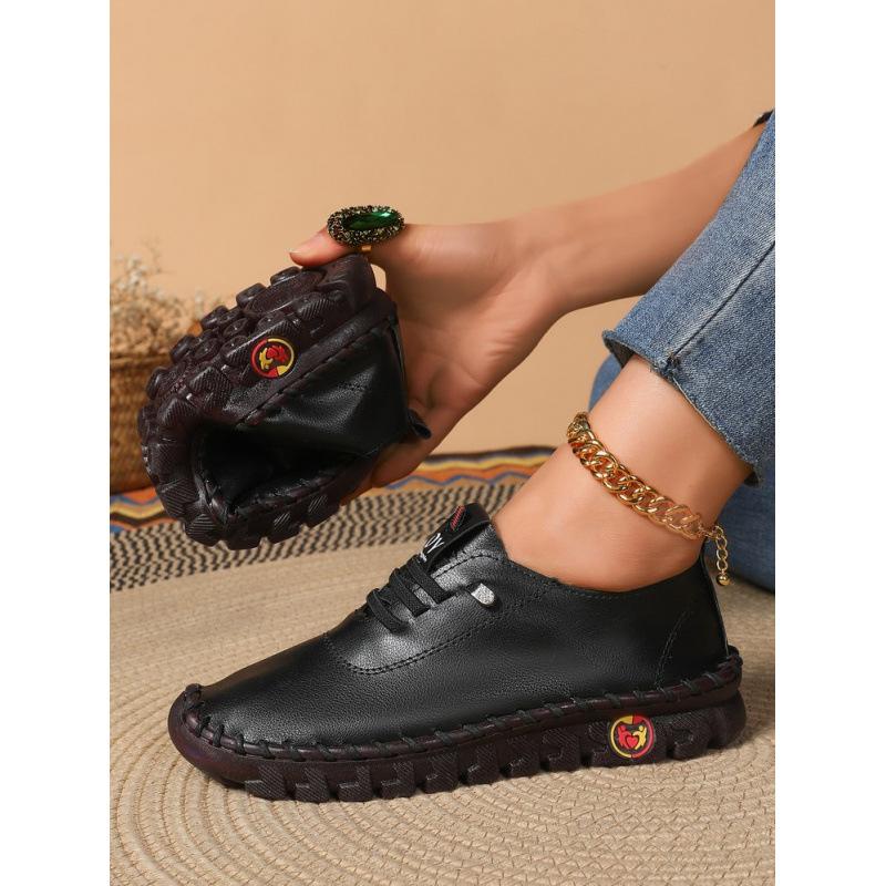 Spot handmade side seam thread large size beef tendon shoes shallow mouth outer wear single shoes 2025 new Roman style soft sole women's shoes
