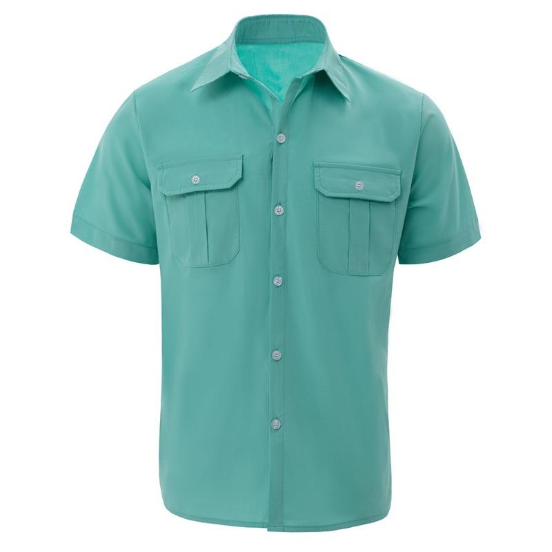 Camicia da pesca da uomo Bassdash con bottoni da donna a maniche corte per esterni