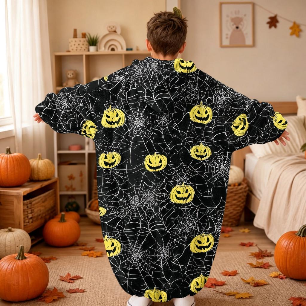 Barn Halloween-tryck Flanell Helkropps Pyjamas Set för Mysig Sovkläder