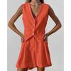 Women's Loose Fit Two Piece Co-ord Set Sleeveless Linen Vest High Waist Bermuda Shorts Suit