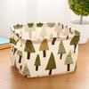 Foldable Storage Basket with Handles Waterproof Large Capacity Cotton Linen Printed