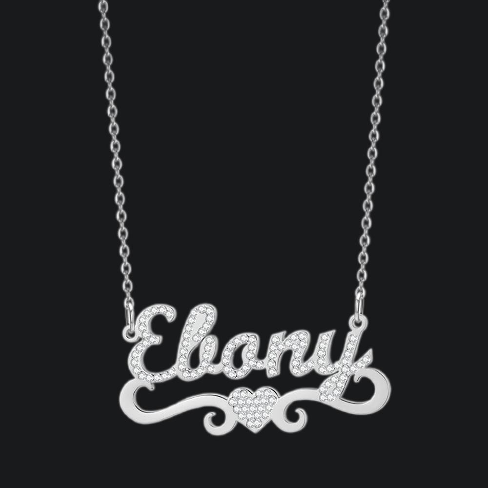 Custom Name Necklaces Women With Heart Personalized Nameplate Gold Tone Stainless Steel Blingbling Pendant Necklaces Jewelry Giveaway GiftTrendy