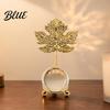 Soft Light Shadow Decor Faux Crystal Ball with Gold Leaf Stand Metal Statue