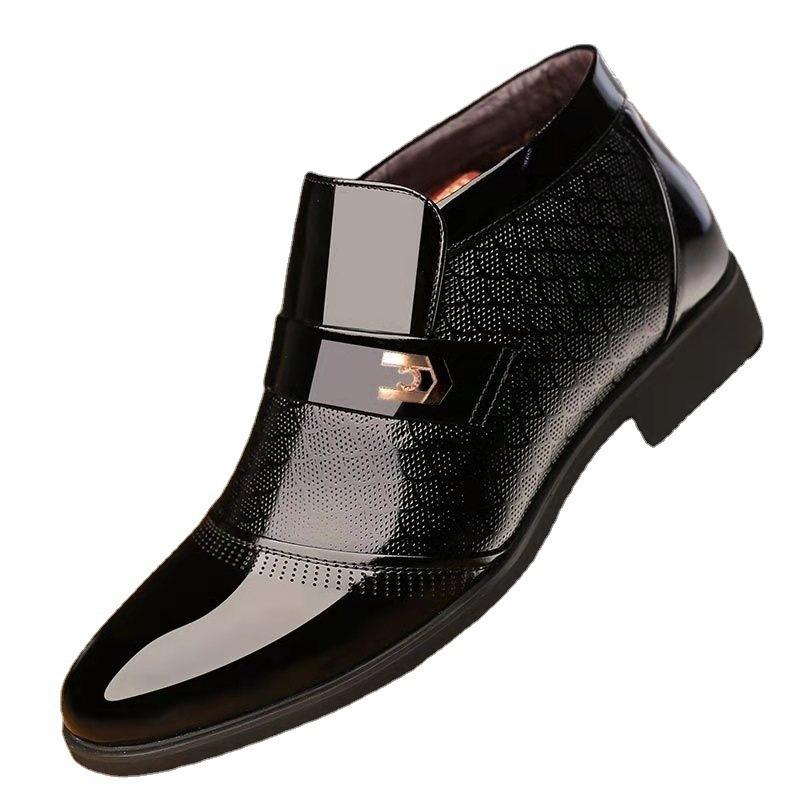 Neues Paar Füße Herrenschuhe Business Casual Herbst und Winter Herren Baumwollschuhe Plus Samt Papa Schuhe High Top Leder Baumwollstiefel