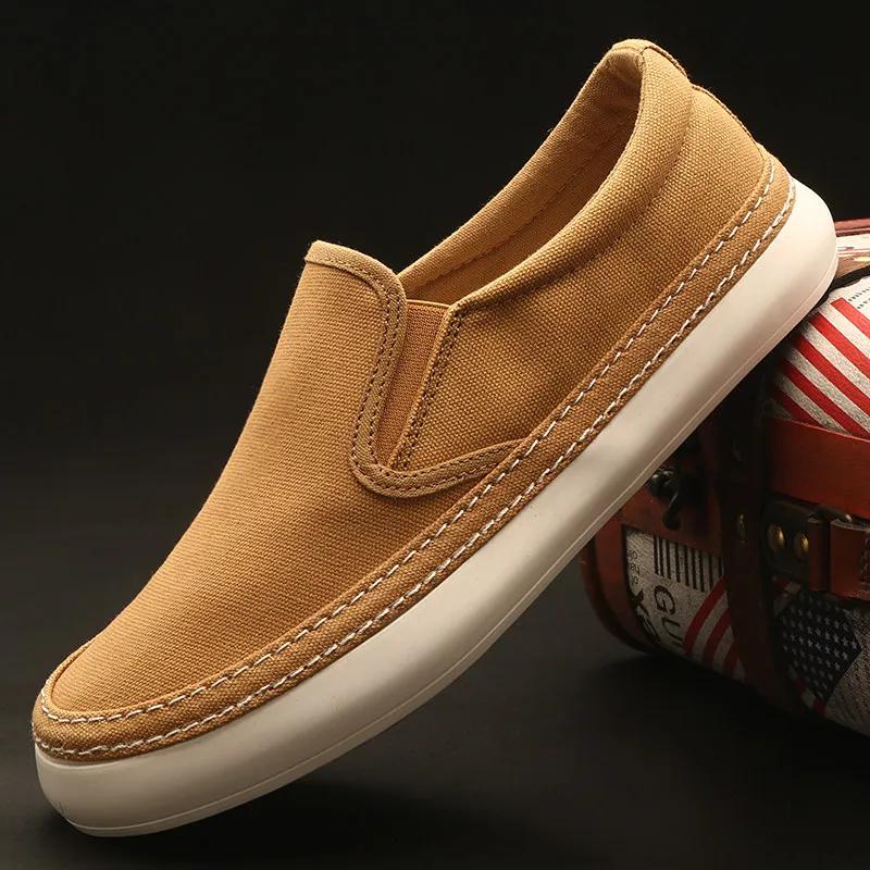 Fashion Men's Casual Shoes Breathable Canvas Shoes Lightweight Men's Vulcanized Soft Flat  Outdoor Men's Sneakers Loafers