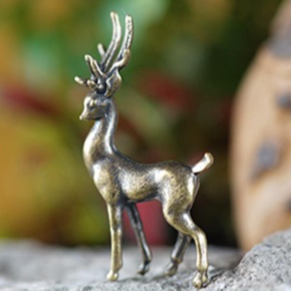 

Copper Alloy Deer Figurine, Miniature Fawn Sculpture for Terrarium & Desk Decor, Vintage Accent
